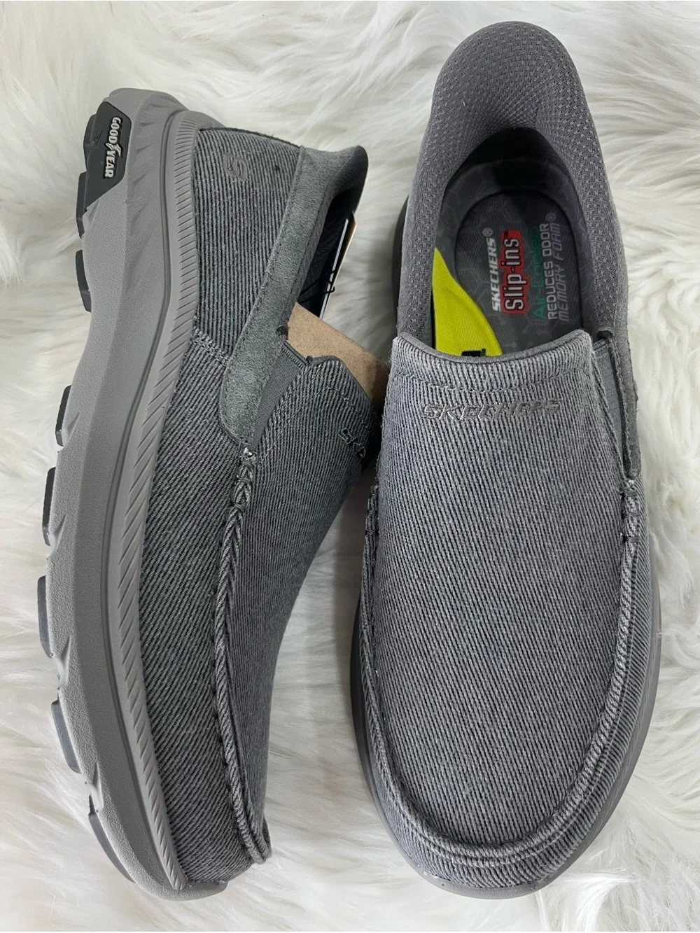 Skechers‎ Men's Gray Slip-On Memory Foam Casual Loafers